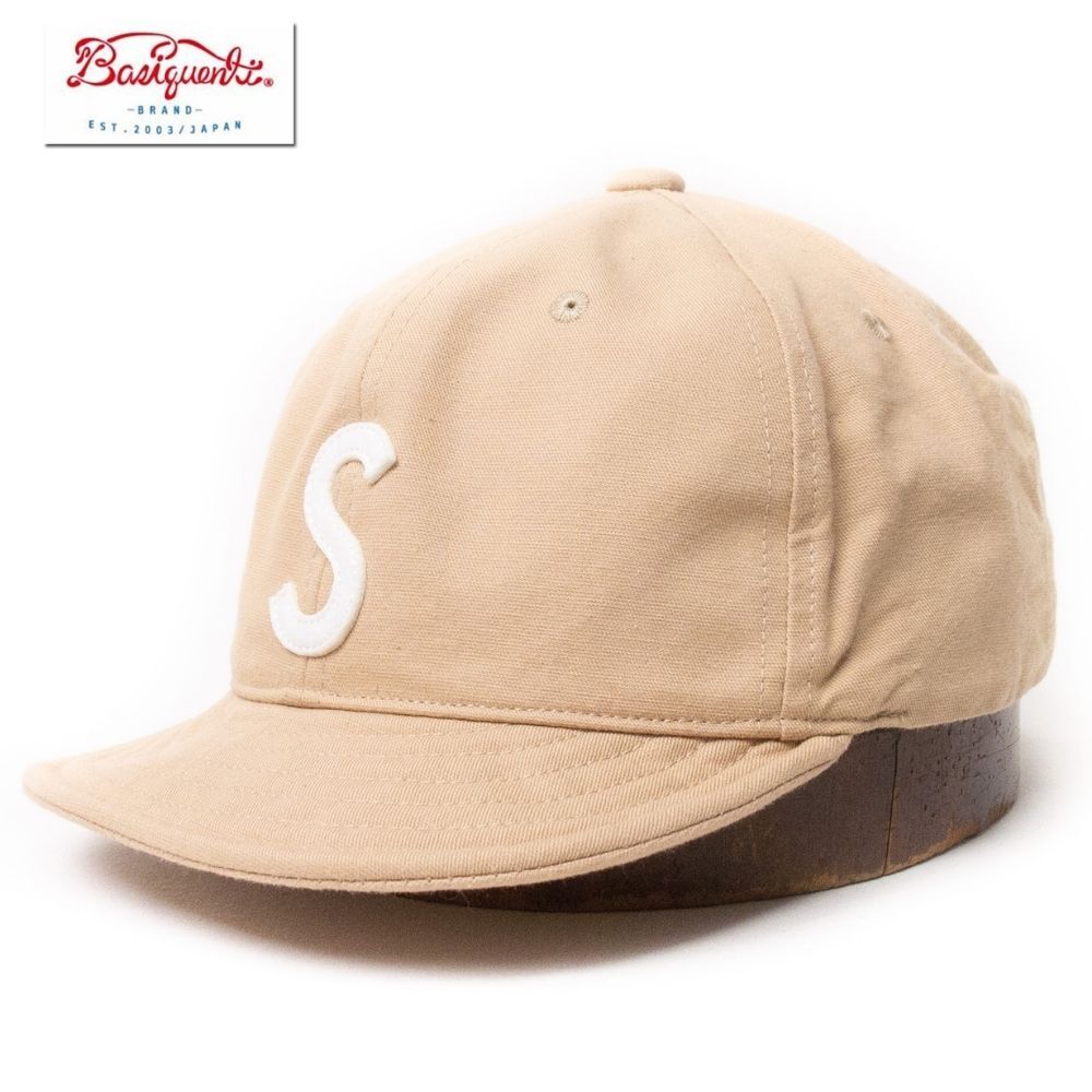 新品 Basiquenti ロゴ アンパイアキャップ フリーサイズ ベージュ_画像1