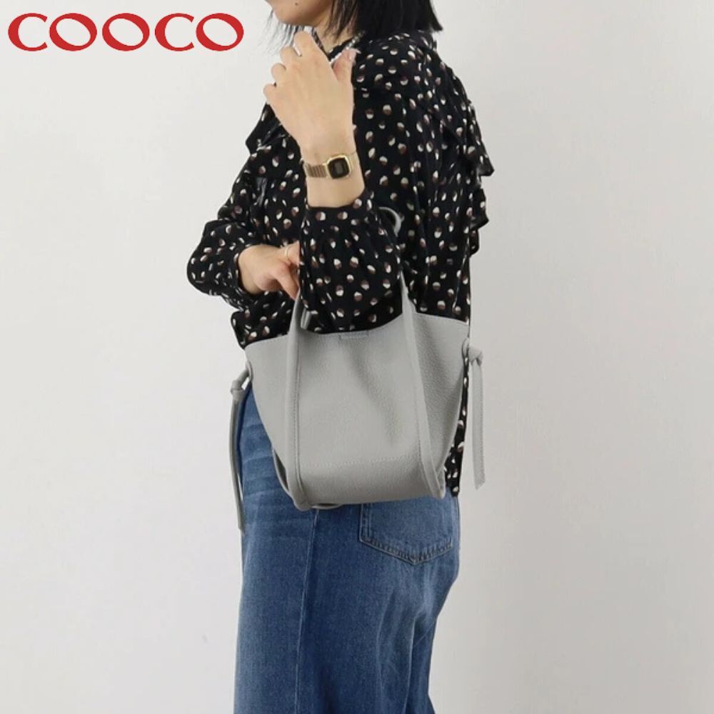新品 COOCO シュリンクフェイクレザー 2WAY ハンドバッグ グレー