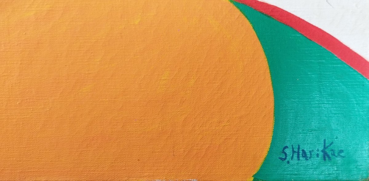 真作保証『張替正次 大判肉筆油彩画 乱 F20号 抽象画』昭和49年 直筆サイン・裏書き入_画像4