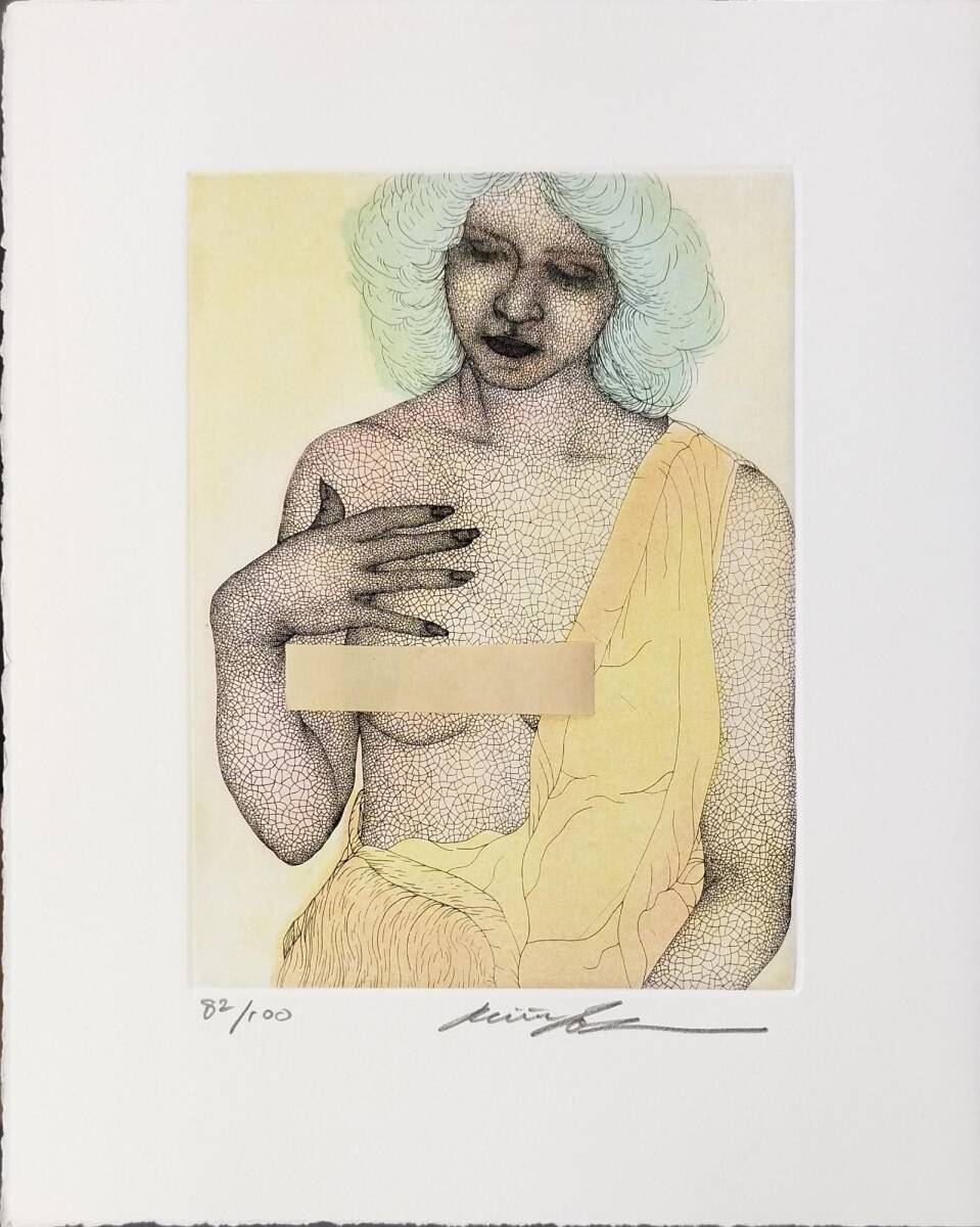 城景都手彩画 オリジナル手彩色銅版画3葉『城景都 めにょじょのカオス