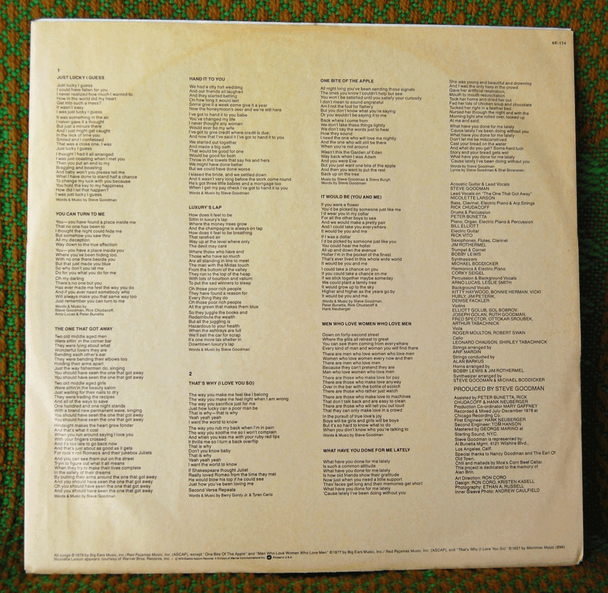 LP★STEVE GOODMAN HIGH AND OUTSSIDE/ASYLUM 6E-174 USA_画像4