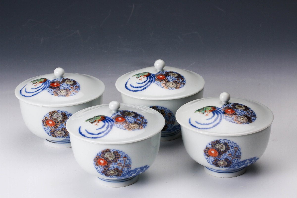 SAG】十二代 酒井田柿右衛門 染錦丸紋花香茶器 茶注 蓋付煎茶碗 SAG】十二代 酒井田柿右衛門 染錦丸紋花香茶器 茶注 蓋付煎茶碗