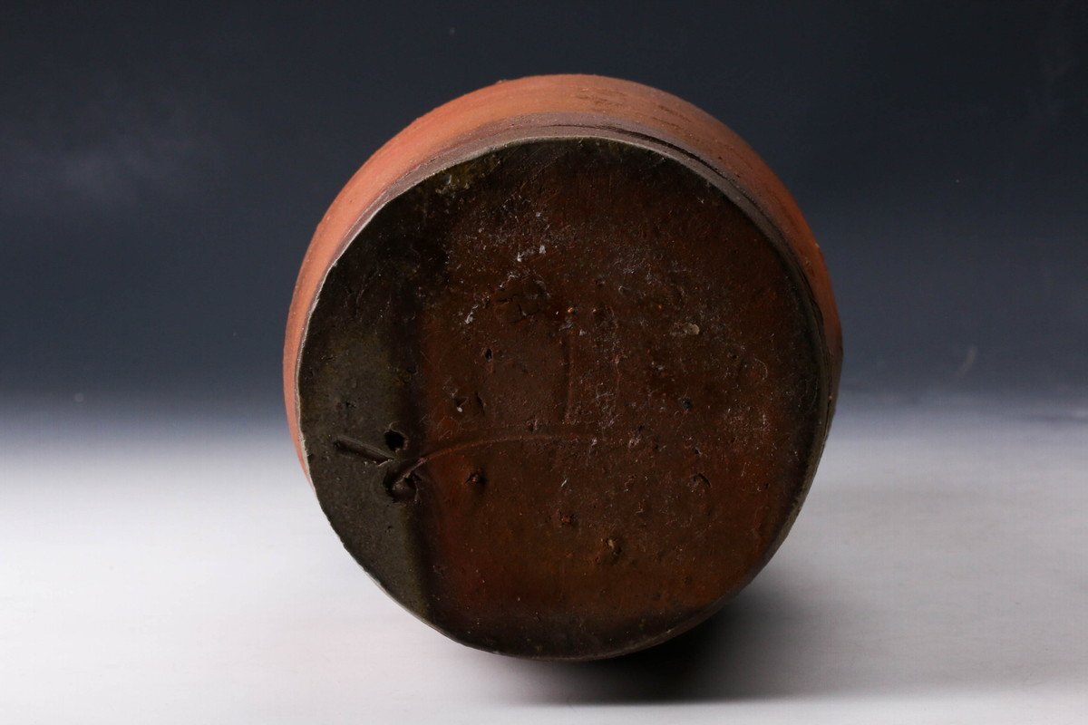 SAG】人間国宝 藤原啓 高さ25cm 備前花入 共箱 本物保証(花器 SAG】人間国宝 藤原啓 高さ25cm 備前花入 共箱 本物保証(花器