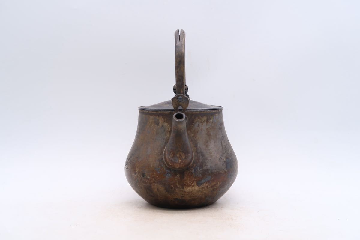 一鶴斎造 純銀湯沸 銀製品 銀瓶 煎茶道具 茶道具 金属工芸 急須 一鶴斎造 純銀湯沸 銀製品 銀瓶 煎茶道具 茶道具 金属工芸 急須