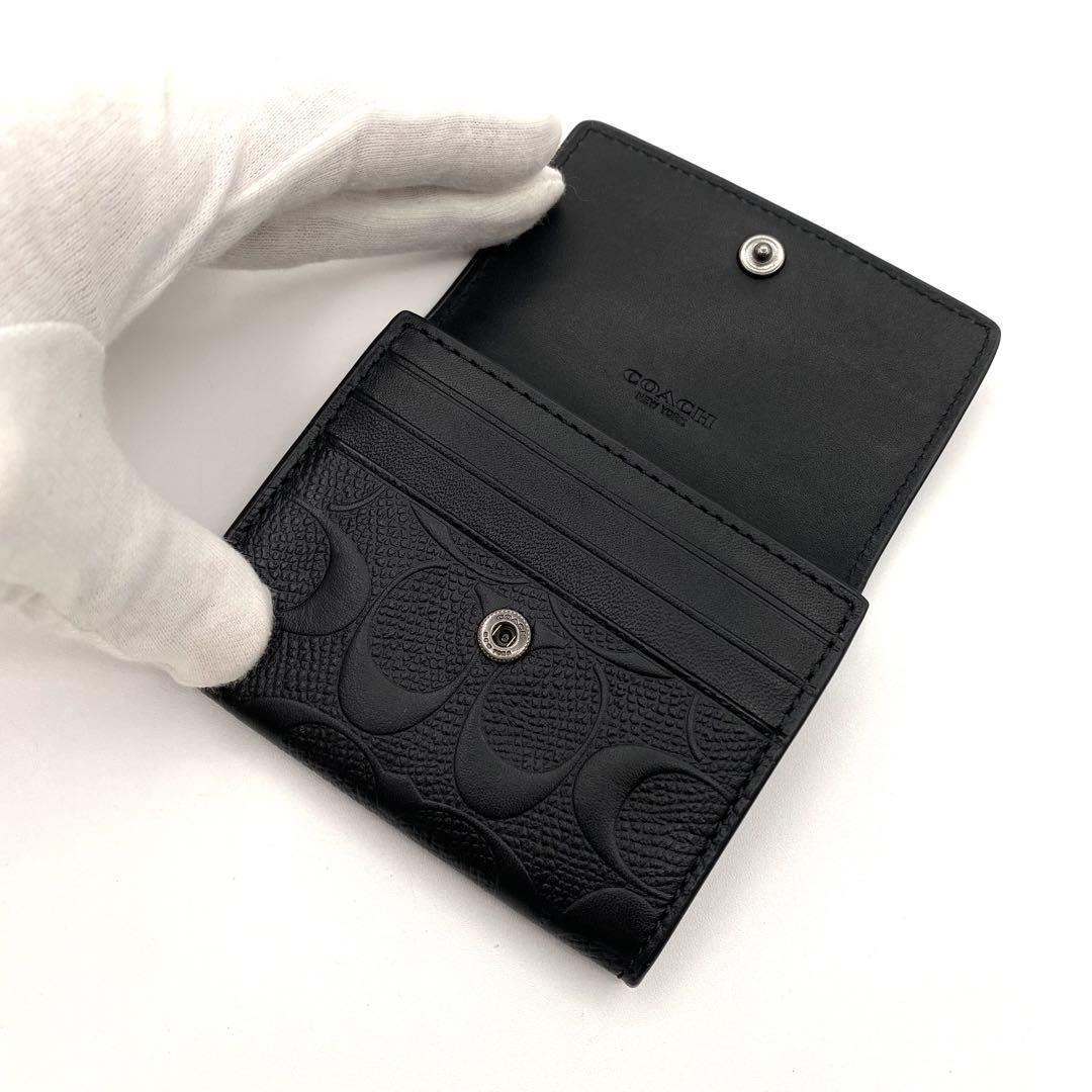 極美品 COACH コーチ ブラック シグネチャー レザー コイン 極美品 COACH コーチ ブラック シグネチャー レザー コイン