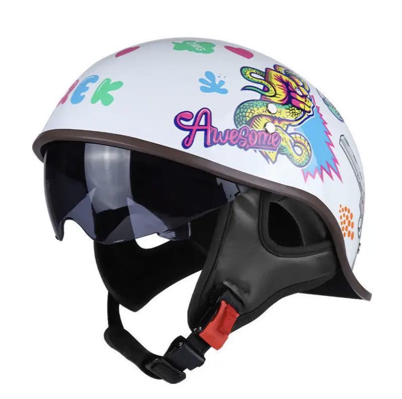 【送料無料】オープンフェイス,レトロなオートバイのハーフヘルメット,,ハーレーバイクスタイル M?XL
