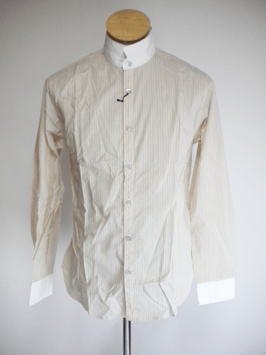 新品 ?★ モルガンオム　MORGAN HOMME 　長(zhǎng)袖シャツ　クレリック　マルチストライプ　ピンク系　サイズL　★ 19805