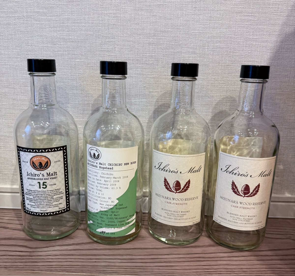 Ichiro's Malt イチローズモルト空ボトル 4本 空き瓶 (雑貨 Ichiro's Malt イチローズモルト空ボトル 4本 空き瓶 (雑貨