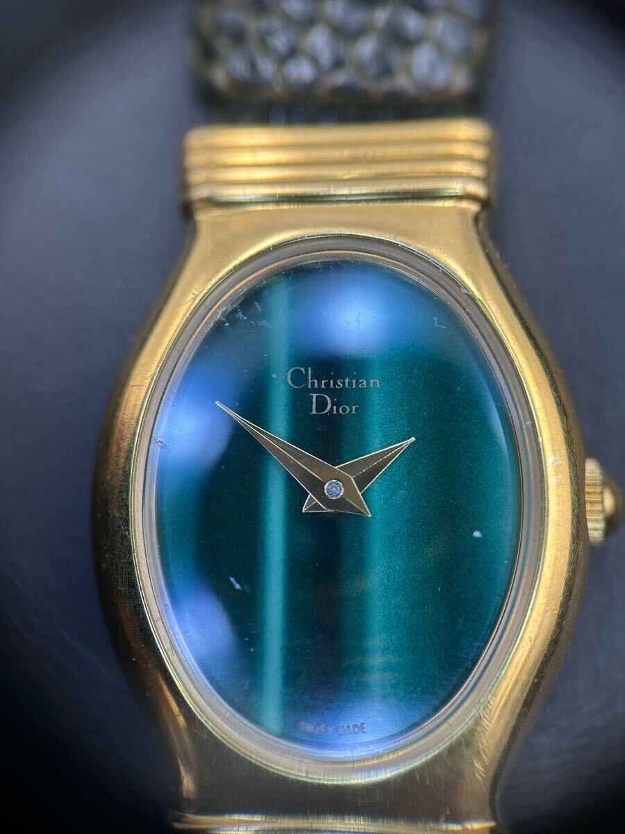 848】希少 Christian Dior 動作未確認 3009 グリーン 腕時計(o4 848】希少 Christian Dior 動作未確認 3009 グリーン 腕時計(o4