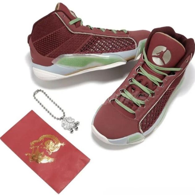 ナイキ エア ジョーダン 38 CNY PF 30cm 定価30030円 エンジ/ライトグリーン AIR JORDAN XXXVIII CNY PF ルナニューイヤー スニーカー_画像8