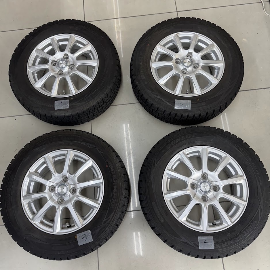 ■〇185/70R14 スタッドレス ダンロップウインターマックスWM01 ホイール ジョーカー 4×5.5J PCD100 ET50 ハブ56.1 フリードなど_画像1