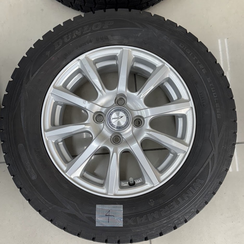 ■〇185/70R14 スタッドレス ダンロップウインターマックスWM01 ホイール ジョーカー 4×5.5J PCD100 ET50 ハブ56.1 フリードなど_画像5