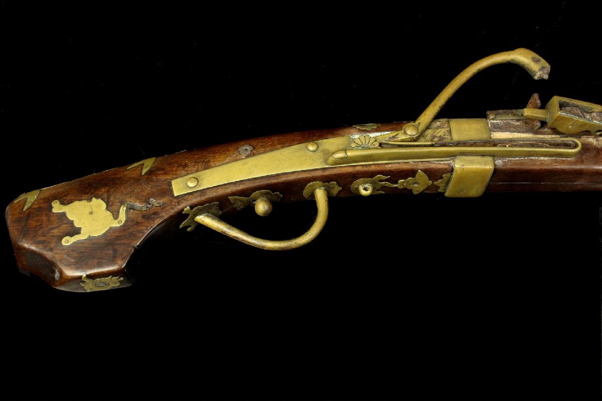 時代武具 火縄銃 火縄銃式鉄砲 在銘 八つ水車紋 摂州住井川 時代武具 火縄銃 火縄銃式鉄砲 在銘 八つ水車紋 摂州住井川