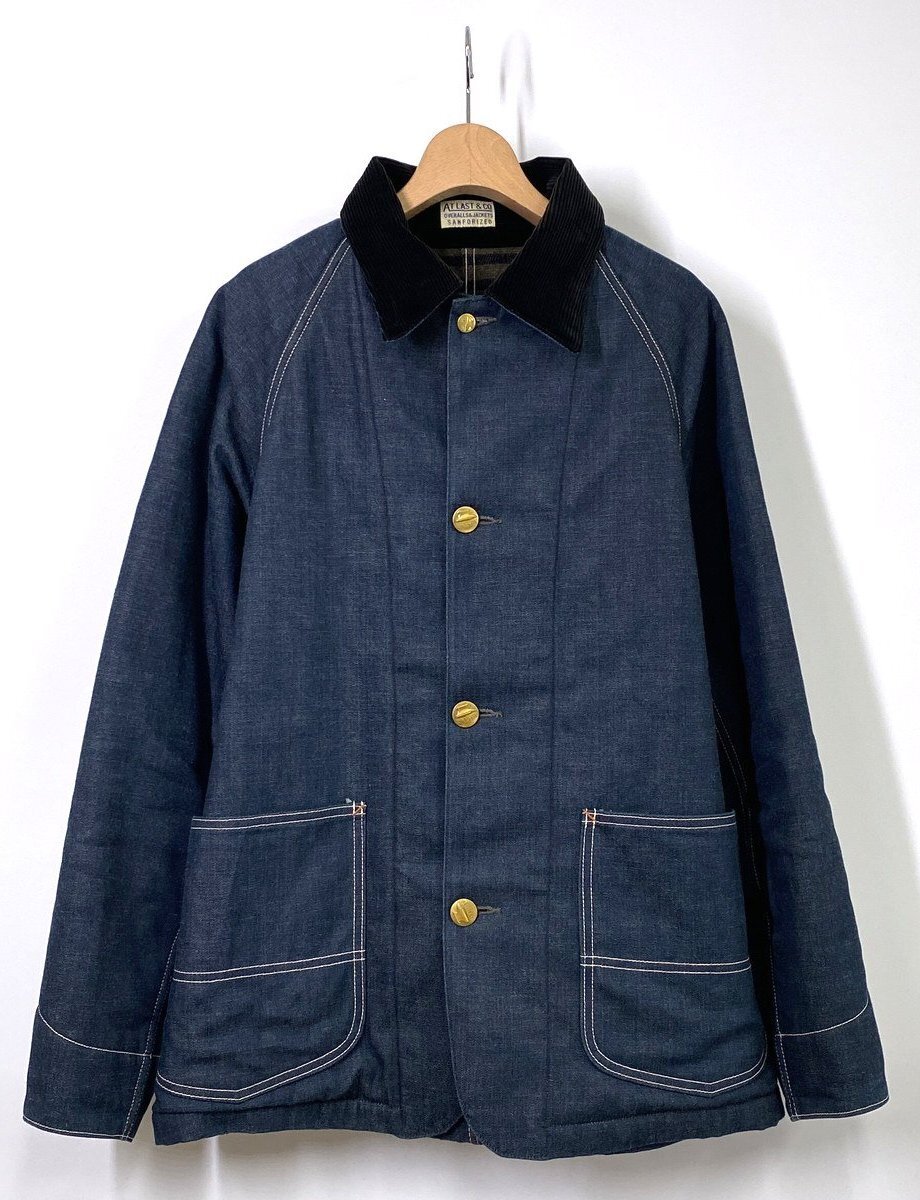 [ первый период модель ]ATLASTa Trust 611J обратная сторона покрывало комбинезон Denim жакет 40 индиго HA5968
