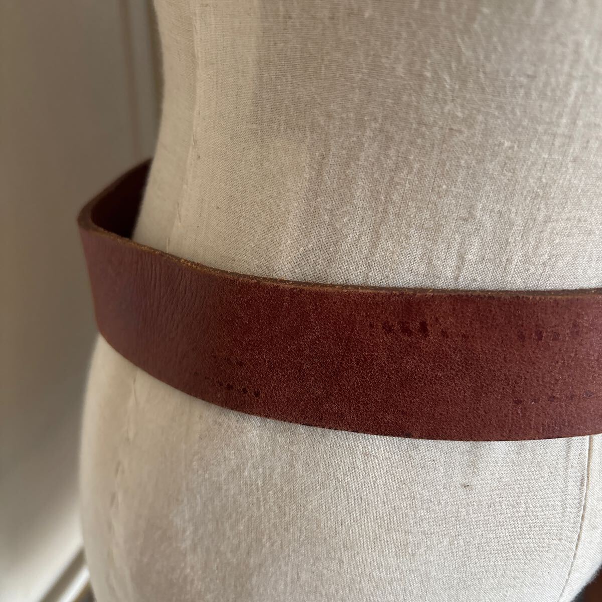 ビンテージ レディース　ROPE レザー ベルト　ブラウン　幅3.5cm 350円
