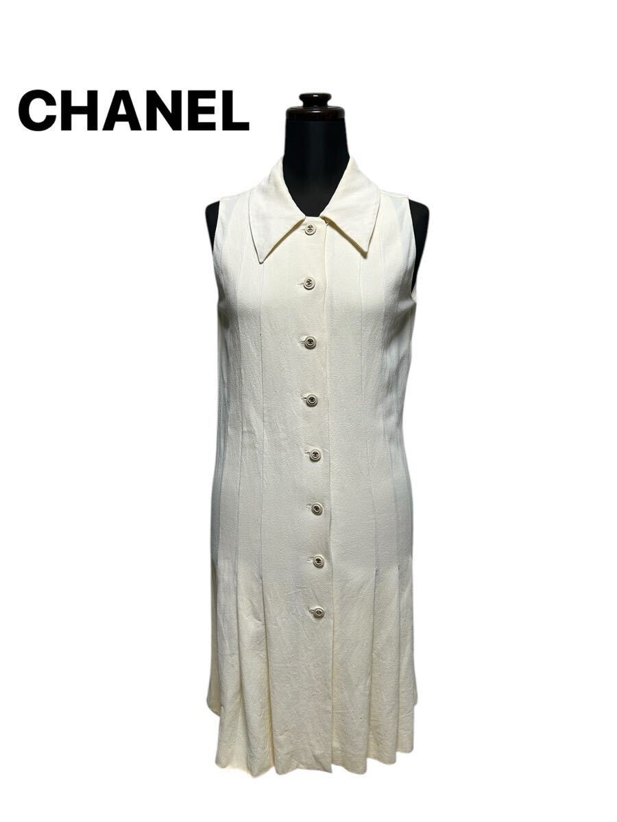 CHANEL シャネル ヴィンテージ 94P ひざ丈 ノースリーブ CHANEL シャネル ヴィンテージ 94P ひざ丈 ノースリーブ