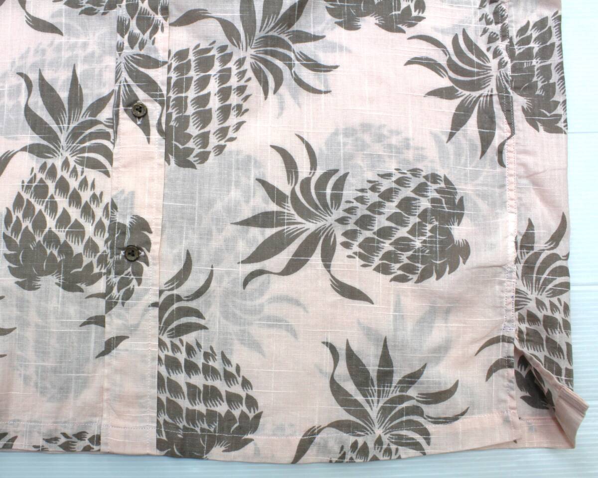 YSS96東洋Mデューク カハナモク パイナップルDUKE'S PINEAPPLE日本制 綿麻 ボタンダウン 半袖 アロハシャツSUN SURFサンサーフSS35802