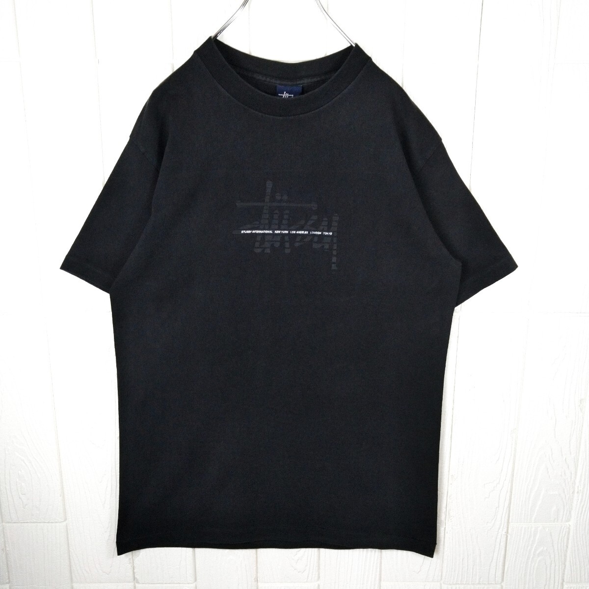 STUSSY】90s'USA製 紺タグ センターショーンフォントロゴ T STUSSY】90s'USA製 紺タグ センターショーンフォントロゴ T