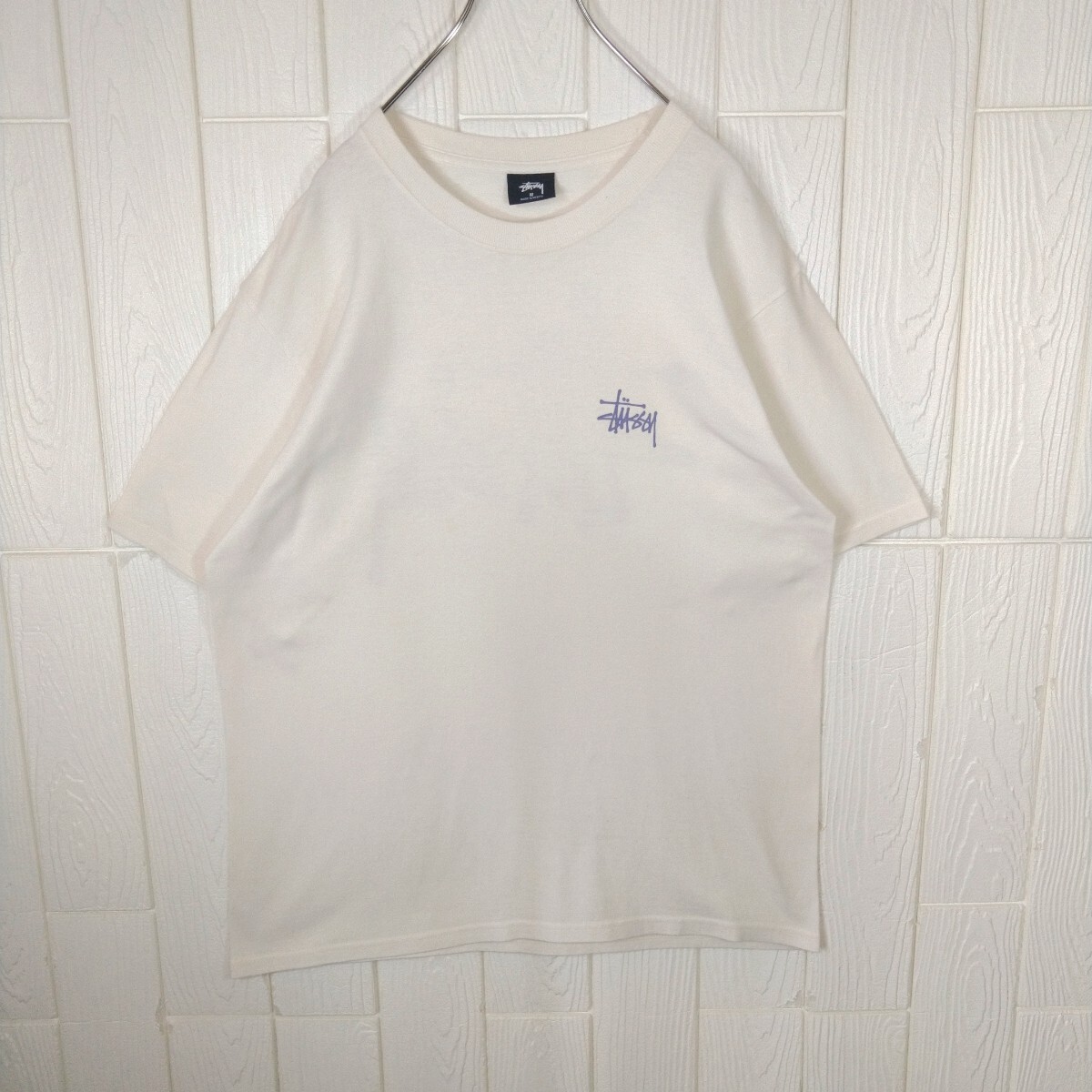 [STUSSY] Sean шрифт Logo футболка крем × лиловый 