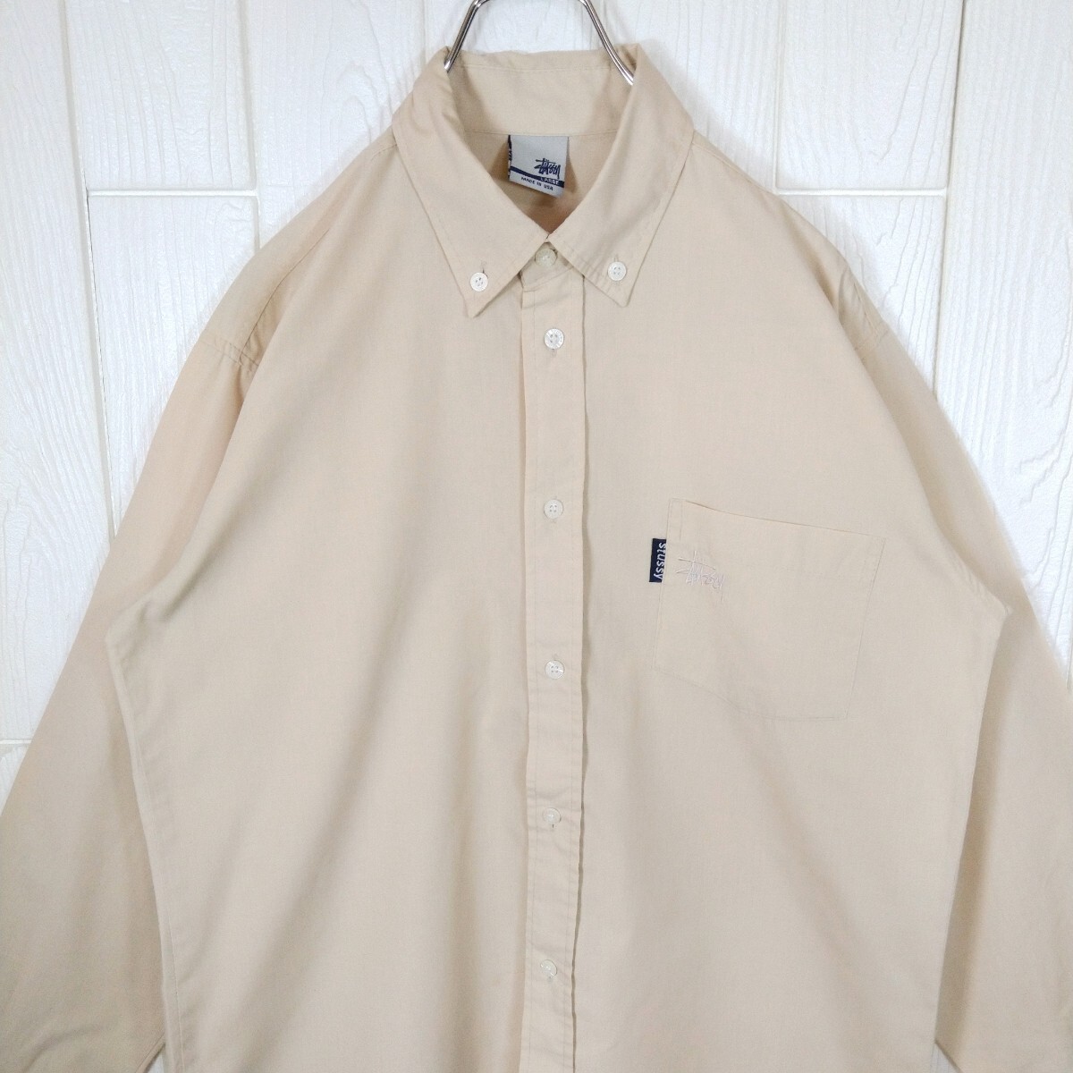 STUSSY】00s'USA製 銀タグ ロゴ刺繍 ボタンダウン 長袖シャツ STUSSY】00s'USA製 銀タグ ロゴ刺繍 ボタンダウン 長袖シャツ