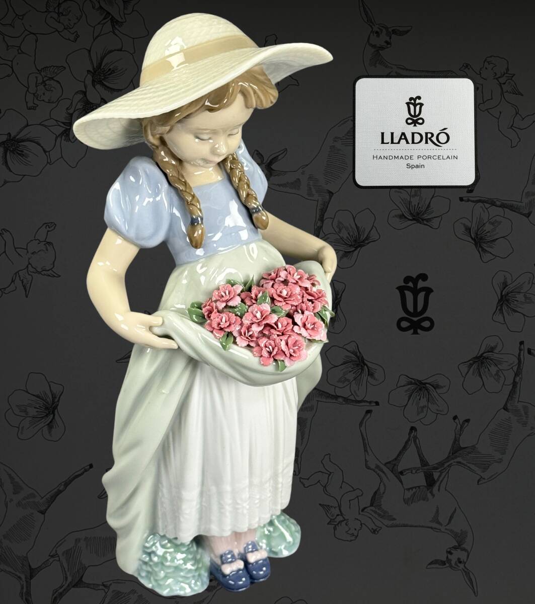 偲】美品 LLADRO リヤドロ フィギュリン たくさん摘めたよ 高級 偲】美品 LLADRO リヤドロ フィギュリン たくさん摘めたよ 高級