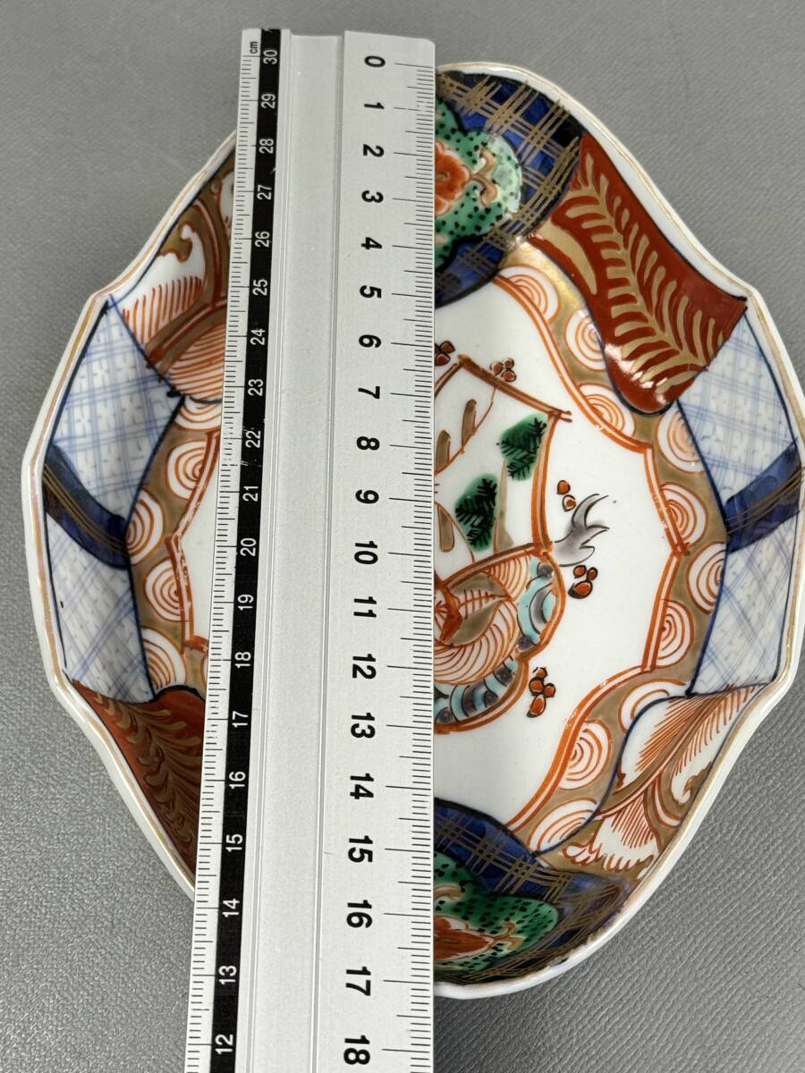 偲】古伊万里 色絵菱形皿 色絵 金彩 五枚組 変形皿 青海波 和 偲】古伊万里 色絵菱形皿 色絵 金彩 五枚組 変形皿 青海波 和