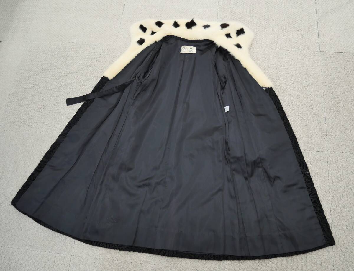 ☆アストラカン/ミンク(トリミング)☆ロングコート☆着丈97cm ☆アストラカン/ミンク(トリミング)☆ロングコート☆着丈97cm