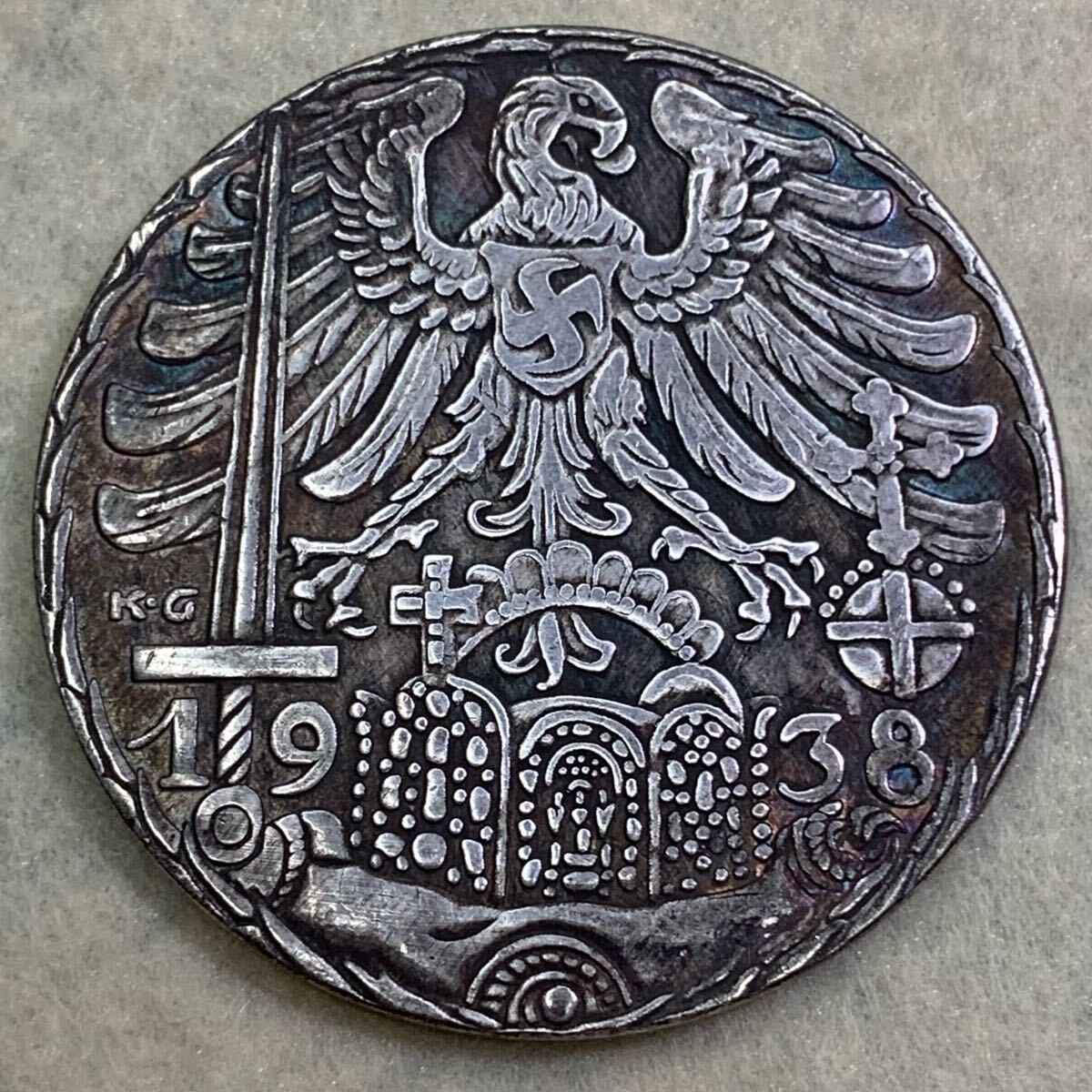 ドイツ ニュルンベルクの街 銀貨 1938年 オーストリア併合 剣 ドイツ ニュルンベルクの街 銀貨 1938年 オーストリア併合 剣