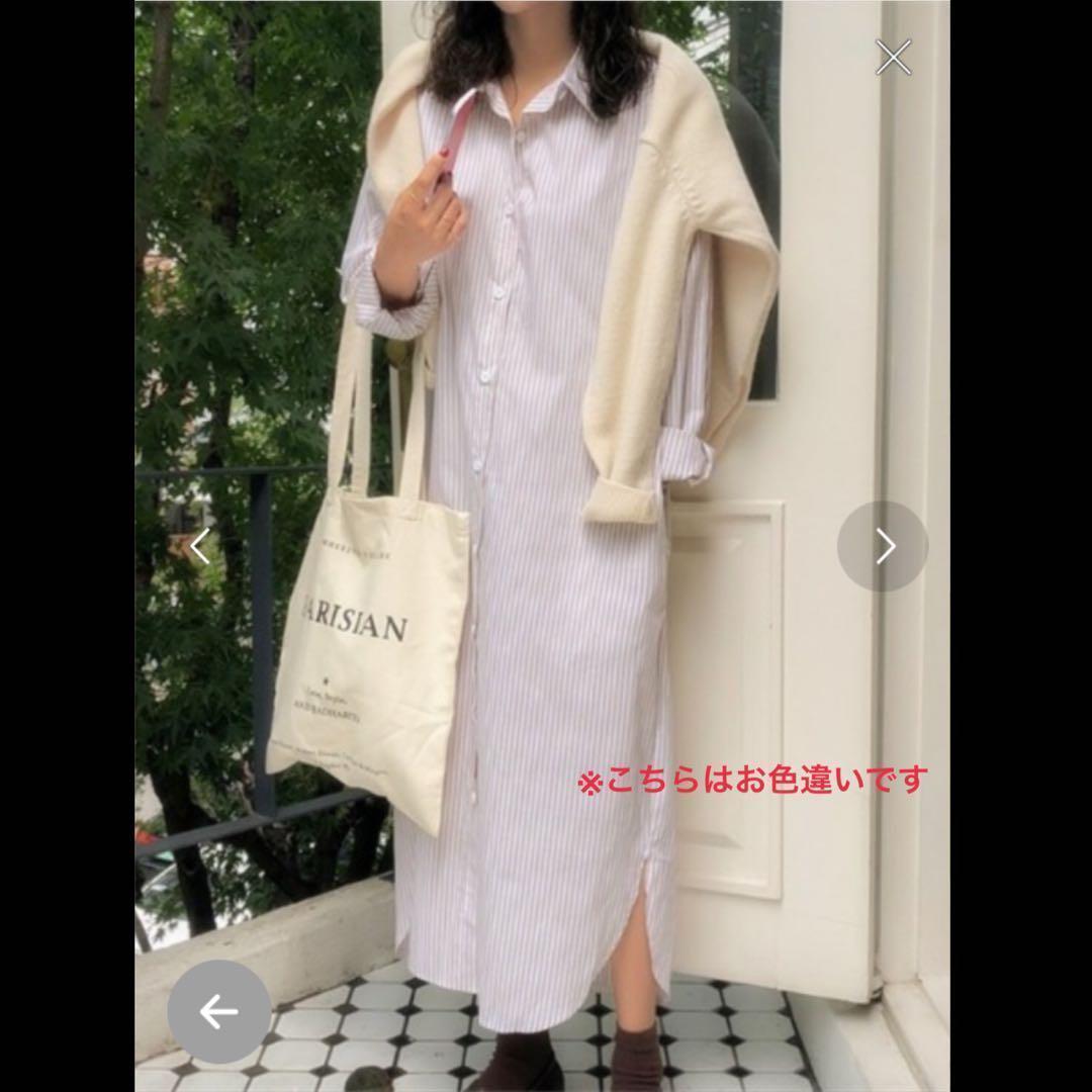 @【M】Ritzy リッツィー ストライプ 長袖 ロング シャツ ワンピース_画像3