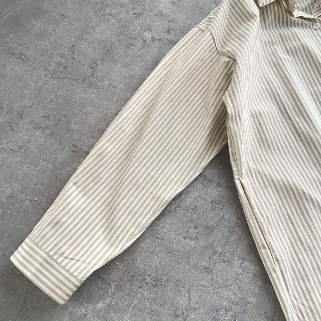 @【M】Ritzy リッツィー ストライプ 長袖 ロング シャツ ワンピース_画像8