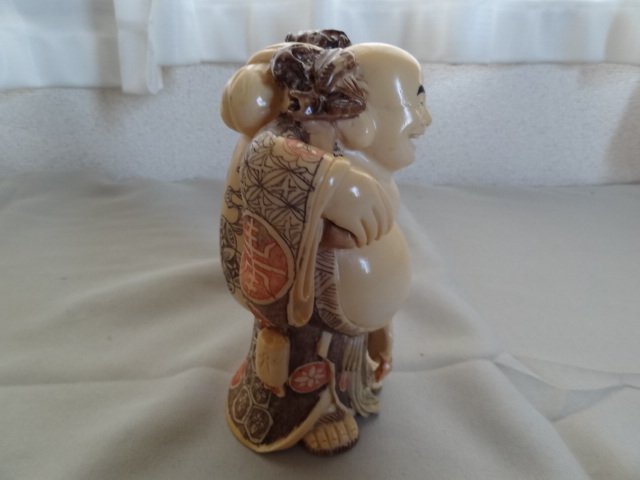 □象牙風 彫刻 布袋様 美術品 置物 オブジェ 七福神 開運 高さ約 □象牙風 彫刻 布袋様 美術品 置物 オブジェ 七福神 開運 高さ約