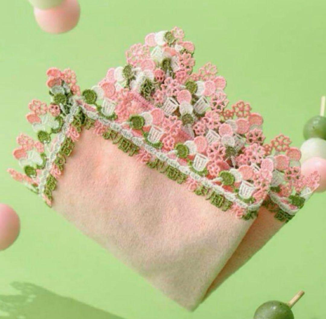 新品・限定】近沢レース 花より団子 ピンク ハンカチ 完売 新品・限定】近沢レース 花より団子 ピンク ハンカチ 完売