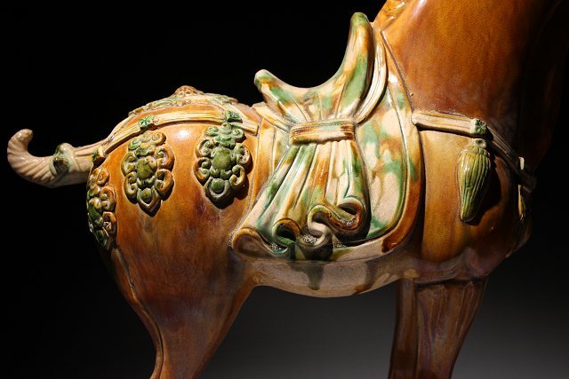 ☆撫子☆唐三彩 馬 高さ約46.5cm (検)三彩釉 置物 唐物 中国美術 ☆撫子☆唐三彩 馬 高さ約46.5cm (検)三彩釉 置物 唐物 中国美術