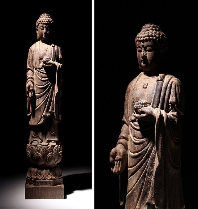 ☆皇帝☆沈香如来立像 卍 高さ約46cm 重量約2322g (検)釈迦 ☆皇帝☆沈香如来立像 卍 高さ約46cm 重量約2322g (検)釈迦