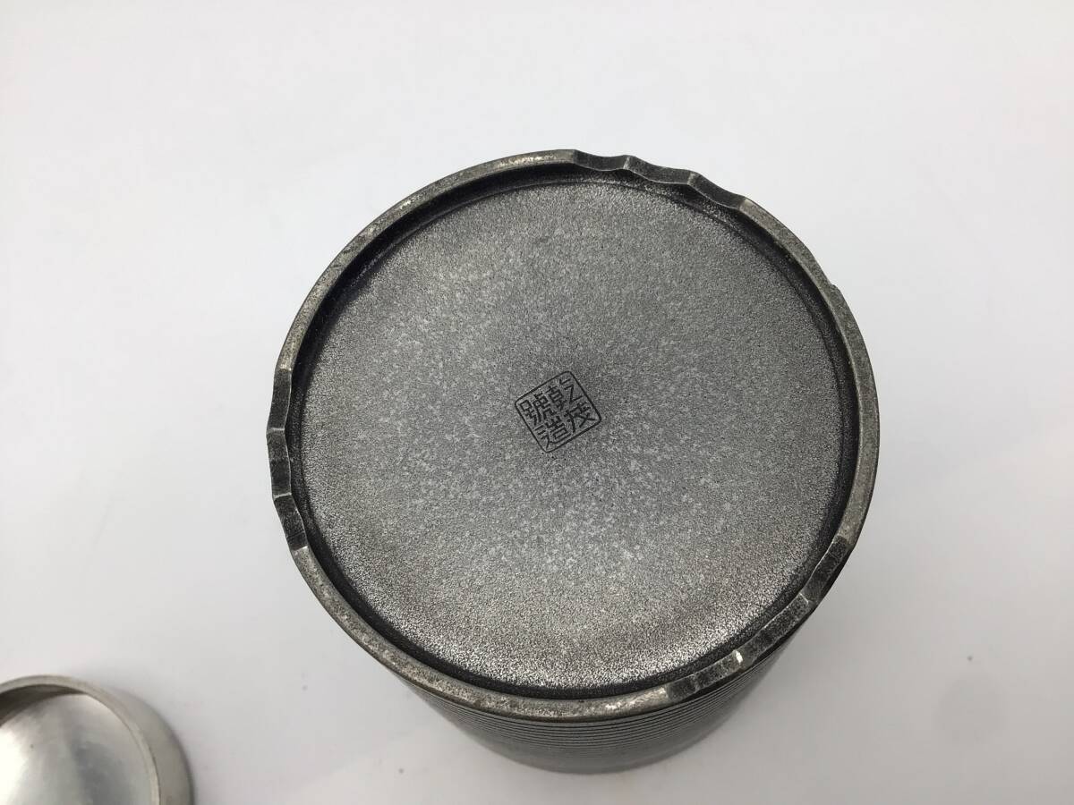 2684□乾茂號造 茶壺 煎茶道具 錫製 茶入 茶器 茶心壺 茶筒