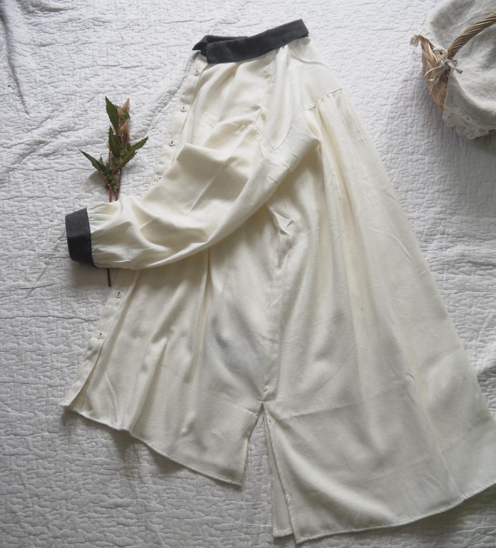 新品★サマンサモスモス★sm2★人気定番＊微起毛＊クレリックシャツチュニック*ゆったりシルエット＊オフ