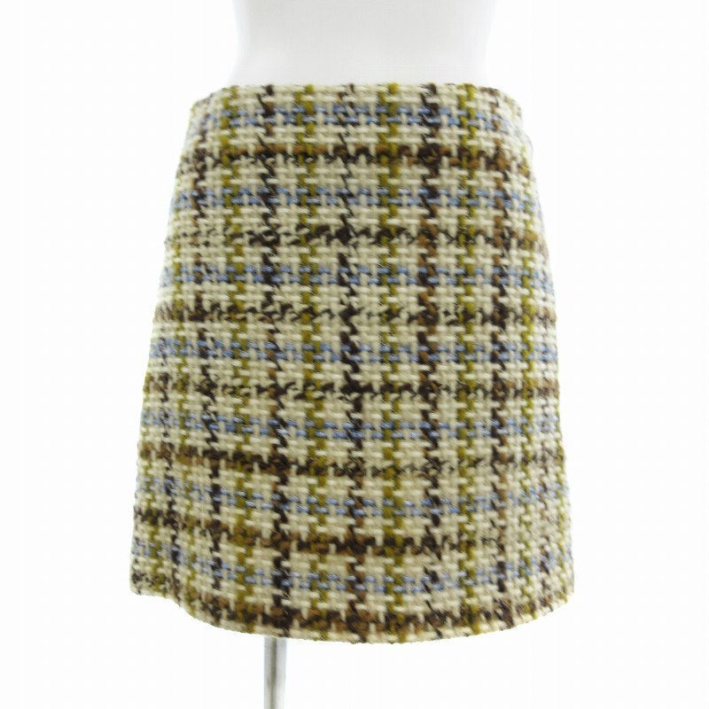 ジルスチュアート JILL STUART ツイードスカート ひざ丈 チェック 0 ベージュ /JS レディース_画像1