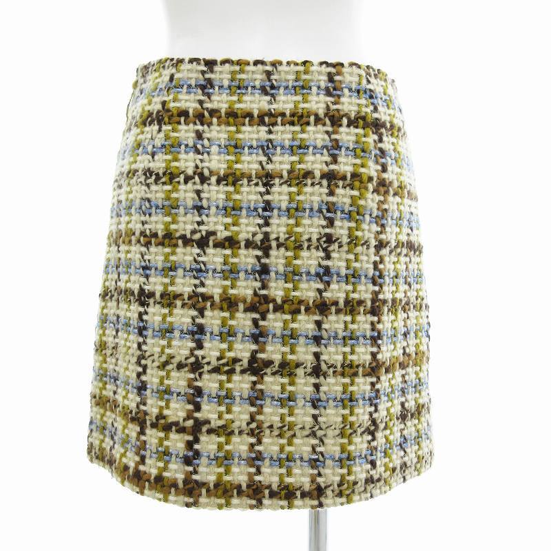 ジルスチュアート JILL STUART ツイードスカート ひざ丈 チェック 0 ベージュ /JS レディース_画像2