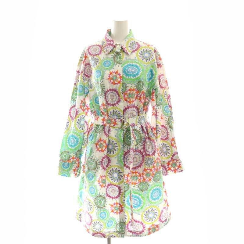 ヴィヴィアンタム VIVIENNE TAM 総柄 シャツワンピース ひざ丈 長袖 40 白 ホワイト /AT ■OS レディース