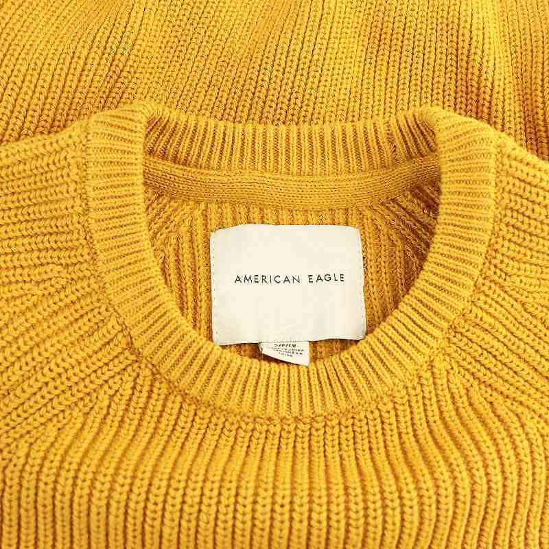  American Eagle AMERICAN EAGLE вязаный свитер длинный рукав вырез лодочкой S желтый желтый /AT #OS #GY139 #AX женский 