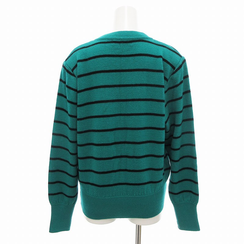 イヴサンローラン YVES SAINT LAURENT ヴィンテージ カーディガン ニット ボーダー ウール M 緑系 グリーン /FF ■GY14 レディース
