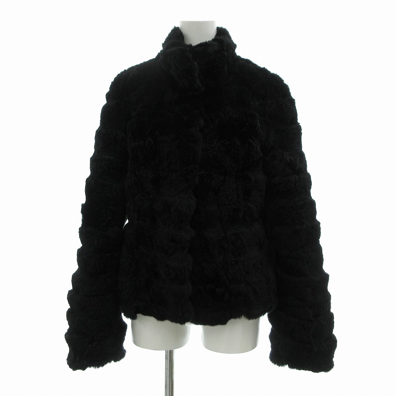 アナイ ANAYI ラビットファージャケット ブルゾン 毛皮 ショート丈 36 ブラック /UO レディース