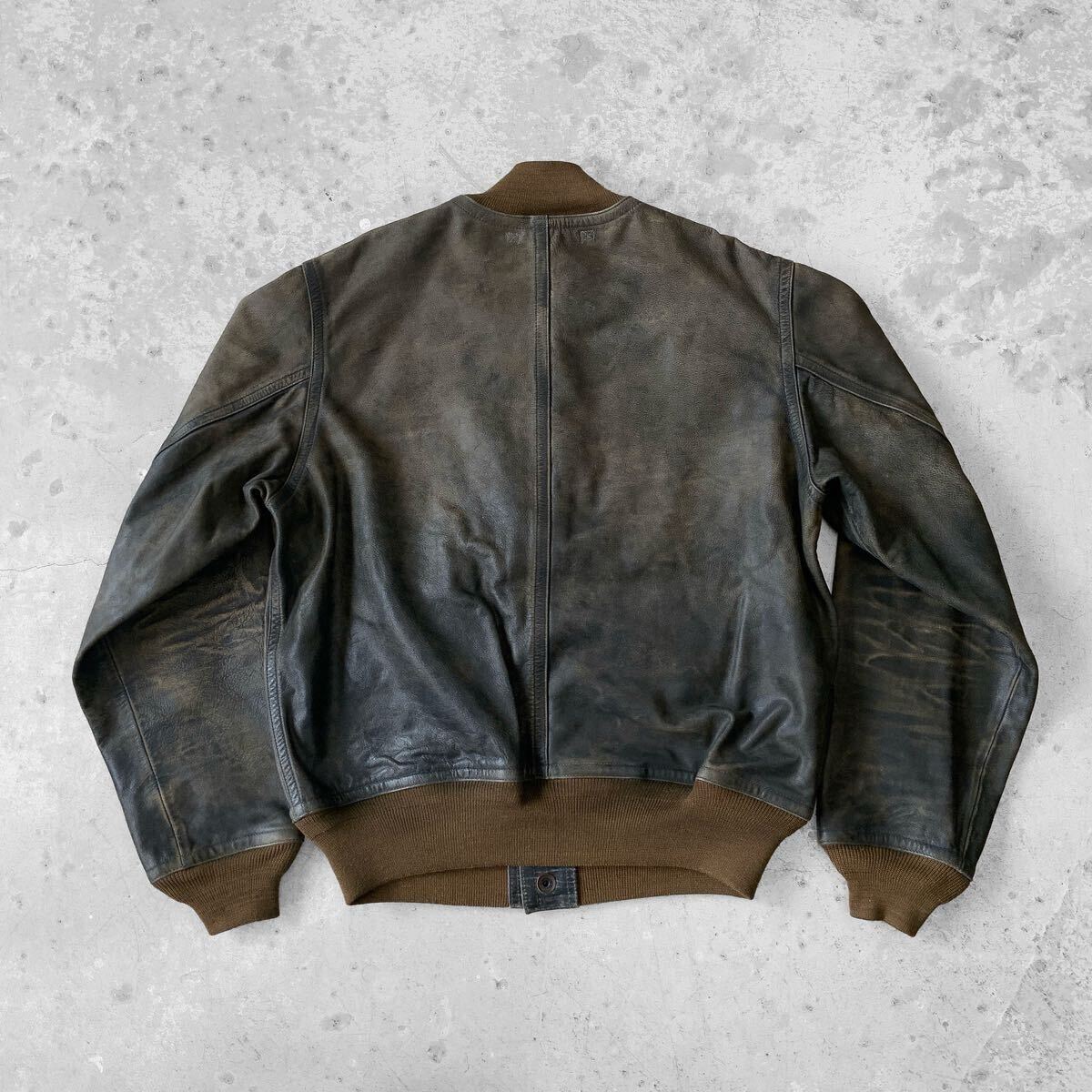 Mサイズ 24FW 新品 RRL インディゴ レザー ボンバー ジャケット Mサイズ 24FW 新品 RRL インディゴ レザー ボンバー ジャケット