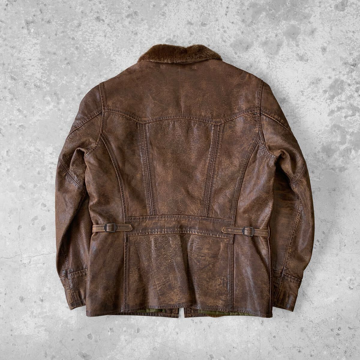 Sサイズ 24FW RRL シアリングカラー レザー カーコート ダブル Sサイズ 24FW RRL シアリングカラー レザー カーコート ダブル