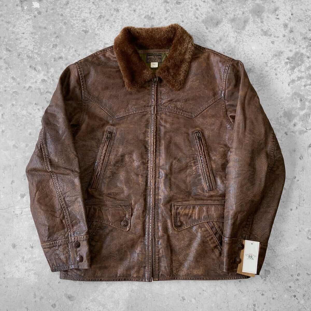 Lサイズ 24FW RRL シアリングカラー レザー カーコート ダブル Lサイズ 24FW RRL シアリングカラー レザー カーコート ダブル