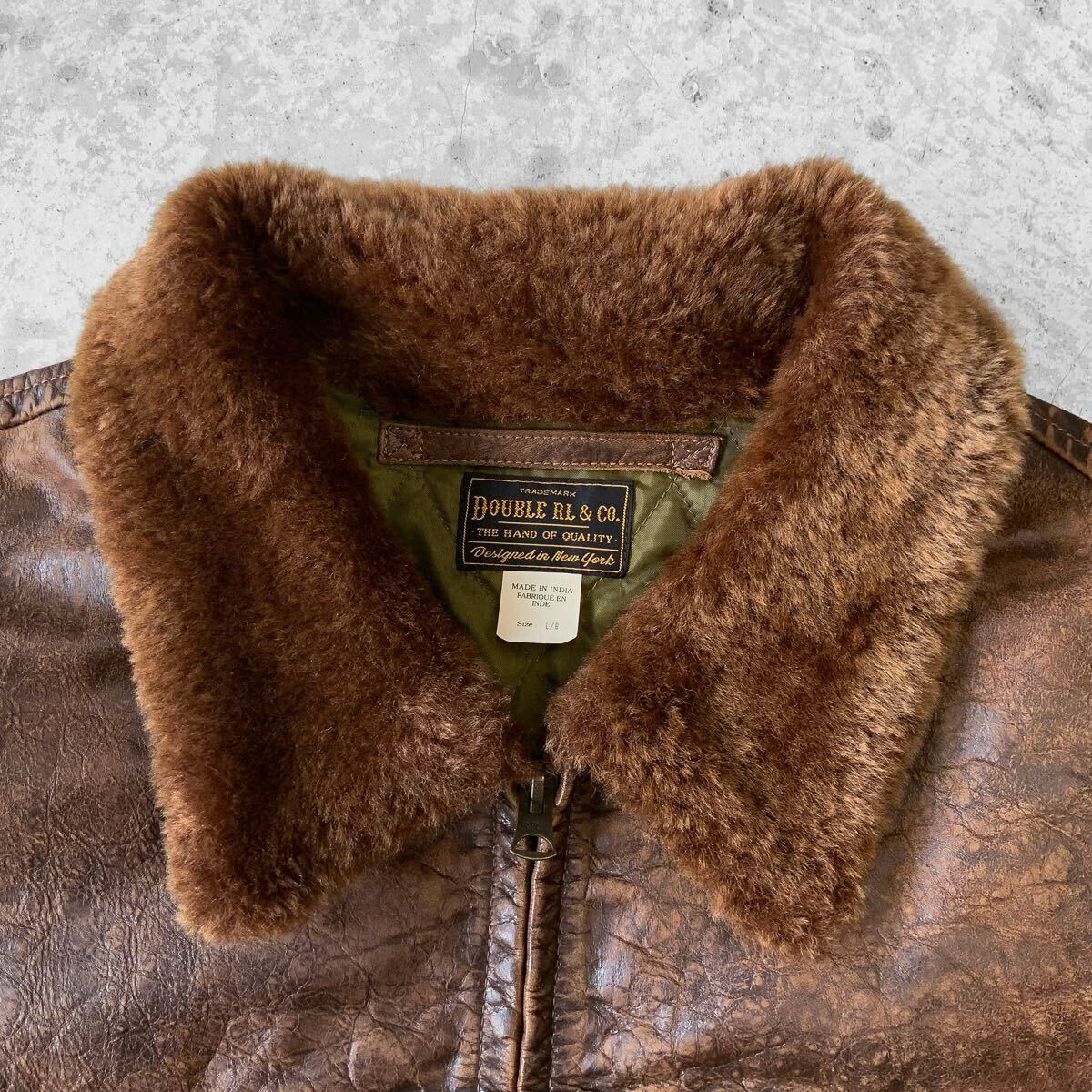 Lサイズ 24FW RRL シアリングカラー レザー カーコート ダブル Lサイズ 24FW RRL シアリングカラー レザー カーコート ダブル