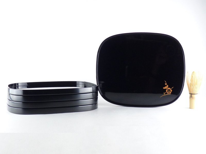 扇屋】 輪島 五島屋謹製「輪島塗 卓上膳」5客 共箱 幅 約28cm×約 扇屋】 輪島 五島屋謹製「輪島塗 卓上膳」5客 共箱 幅 約28cm×約