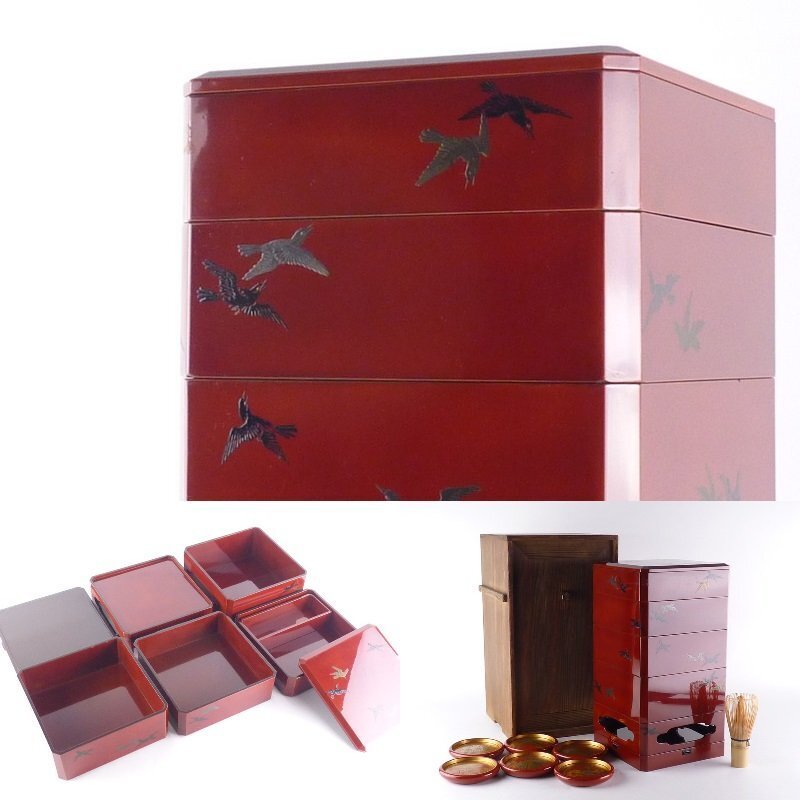 Yahoo!オークション - 【扇屋】 朱塗鳥蒔絵重箱/絵替り草花蒔絵 Yahoo!オークション - 【扇屋】 朱塗鳥蒔絵重箱/絵替り草花蒔絵
