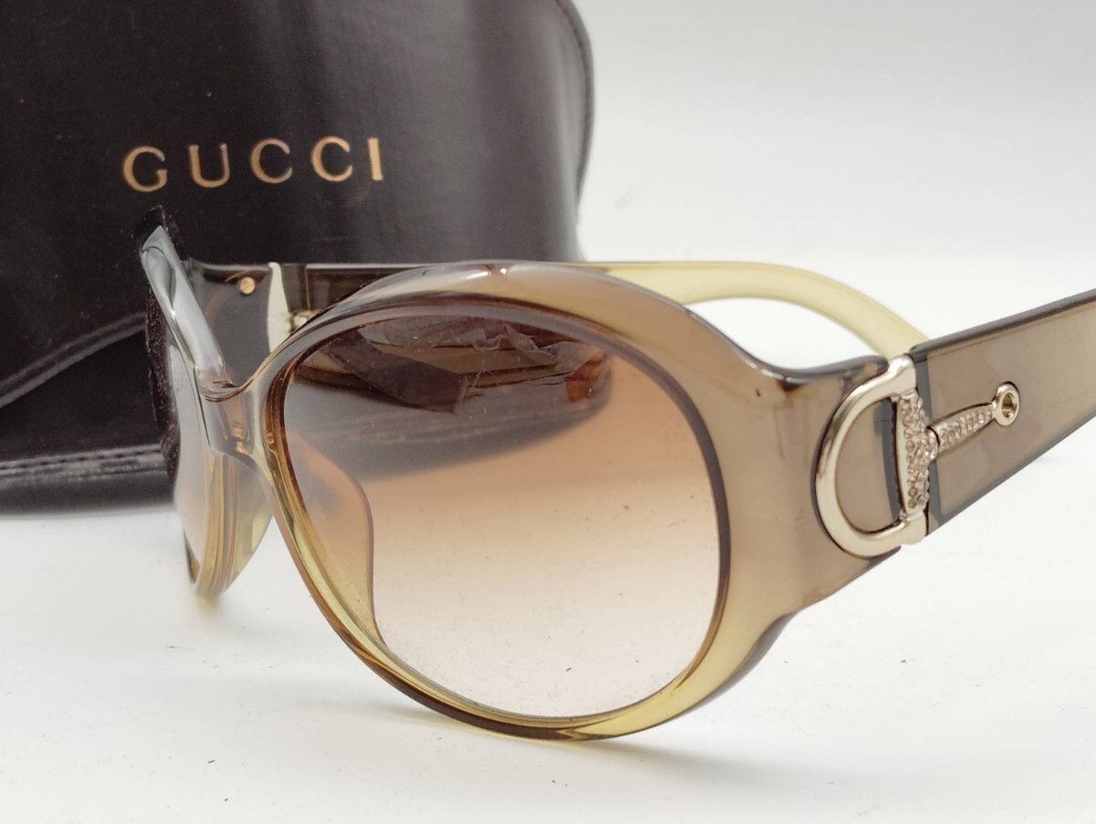 GUCCI グッチ サングラス ホースビット ラインストーン GG2912 イエロー ケース付き