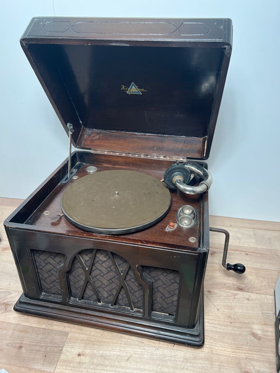 動作品 昭和レトロ 蓄音機 Kingdom PhonicSP盤 卓上型 動作品 昭和レトロ 蓄音機 Kingdom PhonicSP盤 卓上型